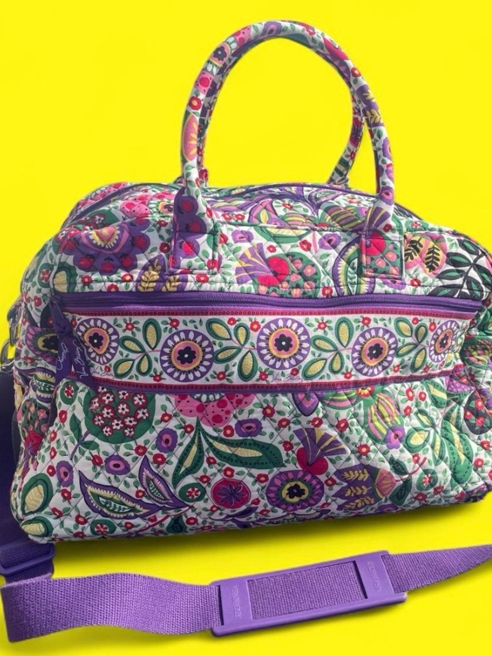 Vera Bradley Viva LaveraPurple Floral Quilted Travel duffel bag